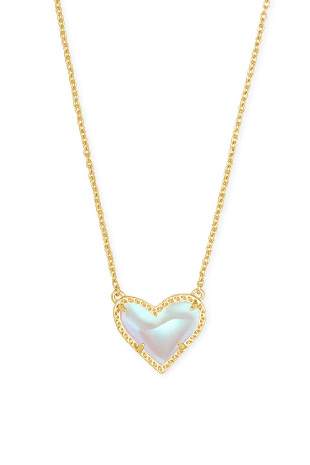 Kendra Scott Ari Heart Gold Pendant Necklace in Dichroic Glass 