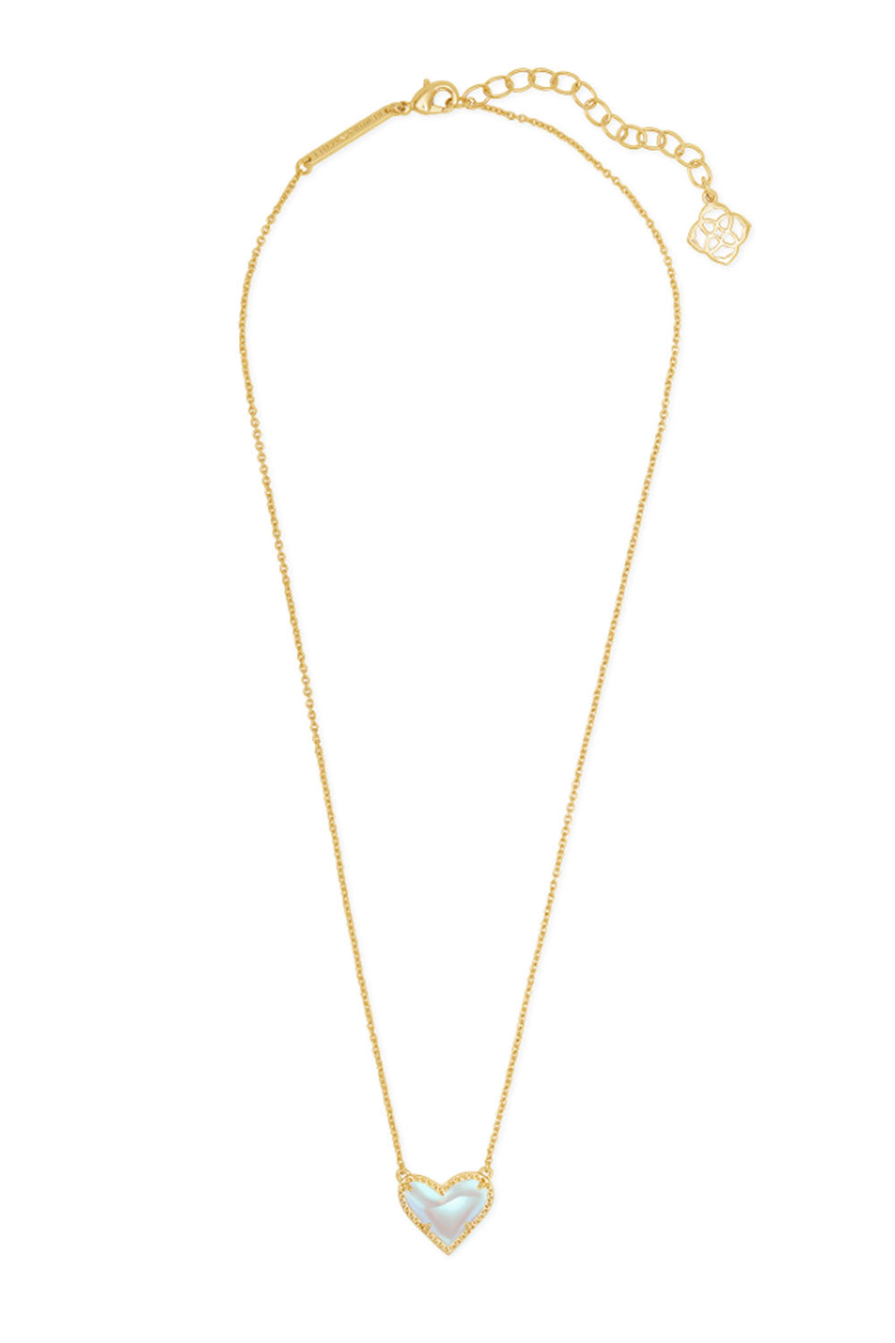 Kendra Scott Ari Heart Gold Pendant Necklace in Dichroic Glass