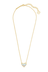 Kendra Scott Ari Heart Gold Pendant Necklace in Dichroic Glass 