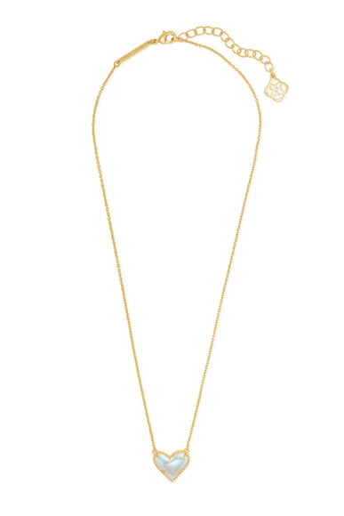 Kendra Scott Ari Heart Gold Pendant Necklace in Dichroic Glass 
