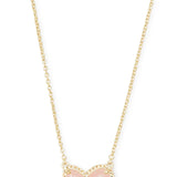 Kendra Scott Ari Heart Gold Pendant Necklace in Rose Quartz 