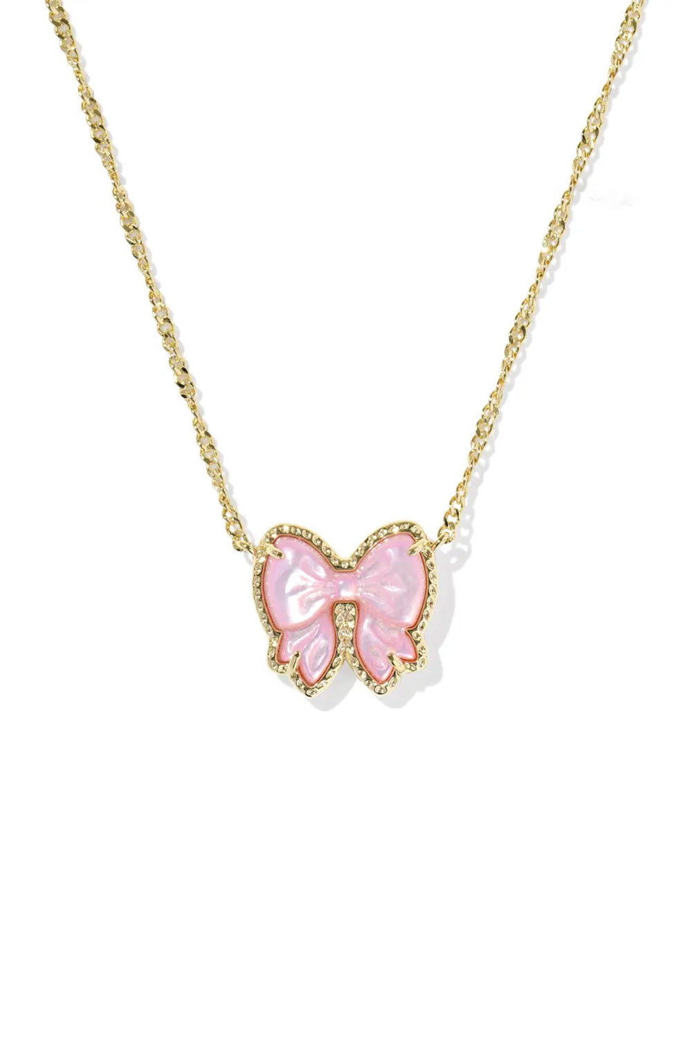 Kendra Scott Haley Bow Short Pendant Necklace in Blush/Gold