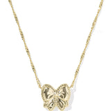 Kendra Scott Haley Bow Short Pendant Necklace in Blush/Gold
