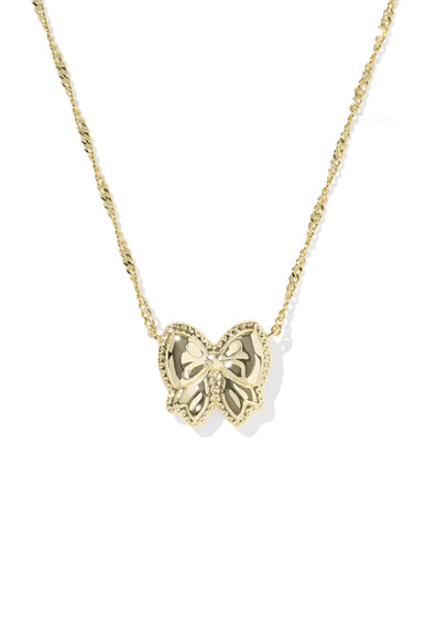 Kendra Scott Haley Bow Short Pendant Necklace in Blush/Gold