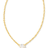 Kendra Scott Cailin Gold Pendant Necklace for Women in White Crystal