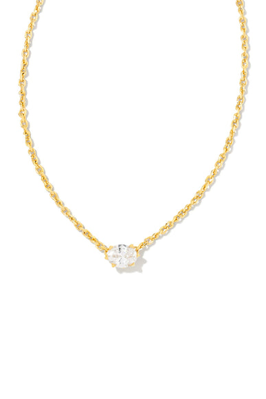 Kendra Scott Cailin Gold Pendant Necklace for Women in White Crystal