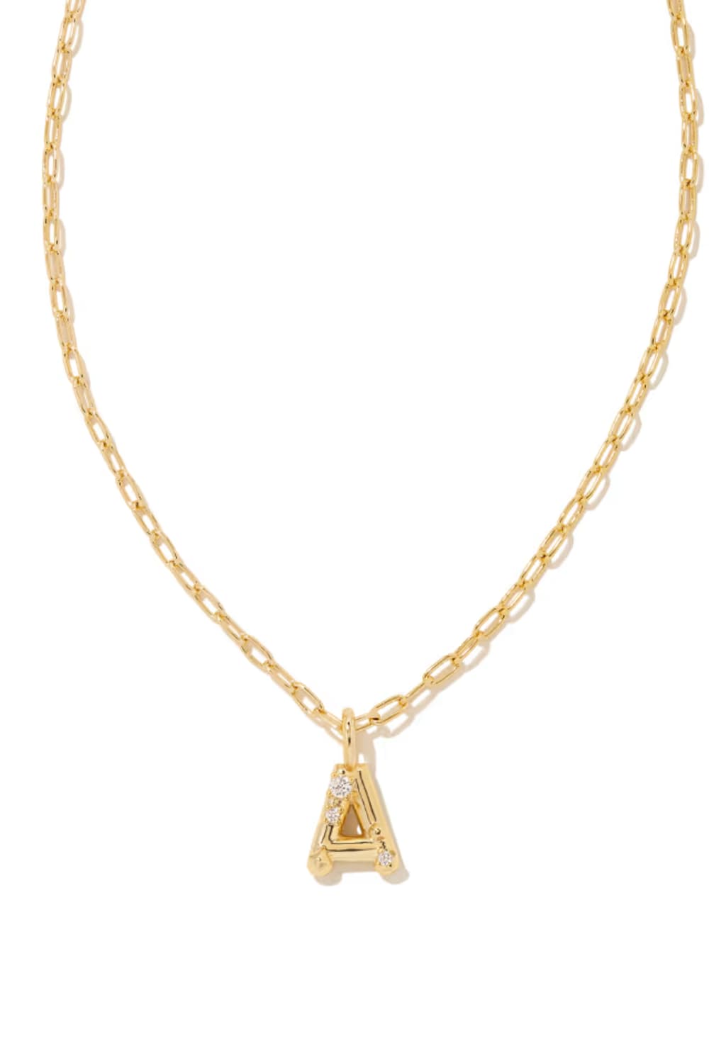 kendra scott gold initial necklace with a letter A pendant 