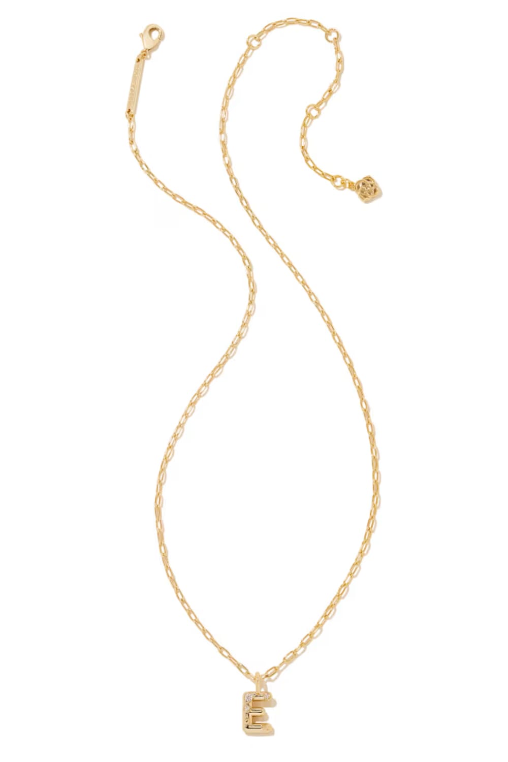 kendra scott gold initial necklace with a letter E pendant 
