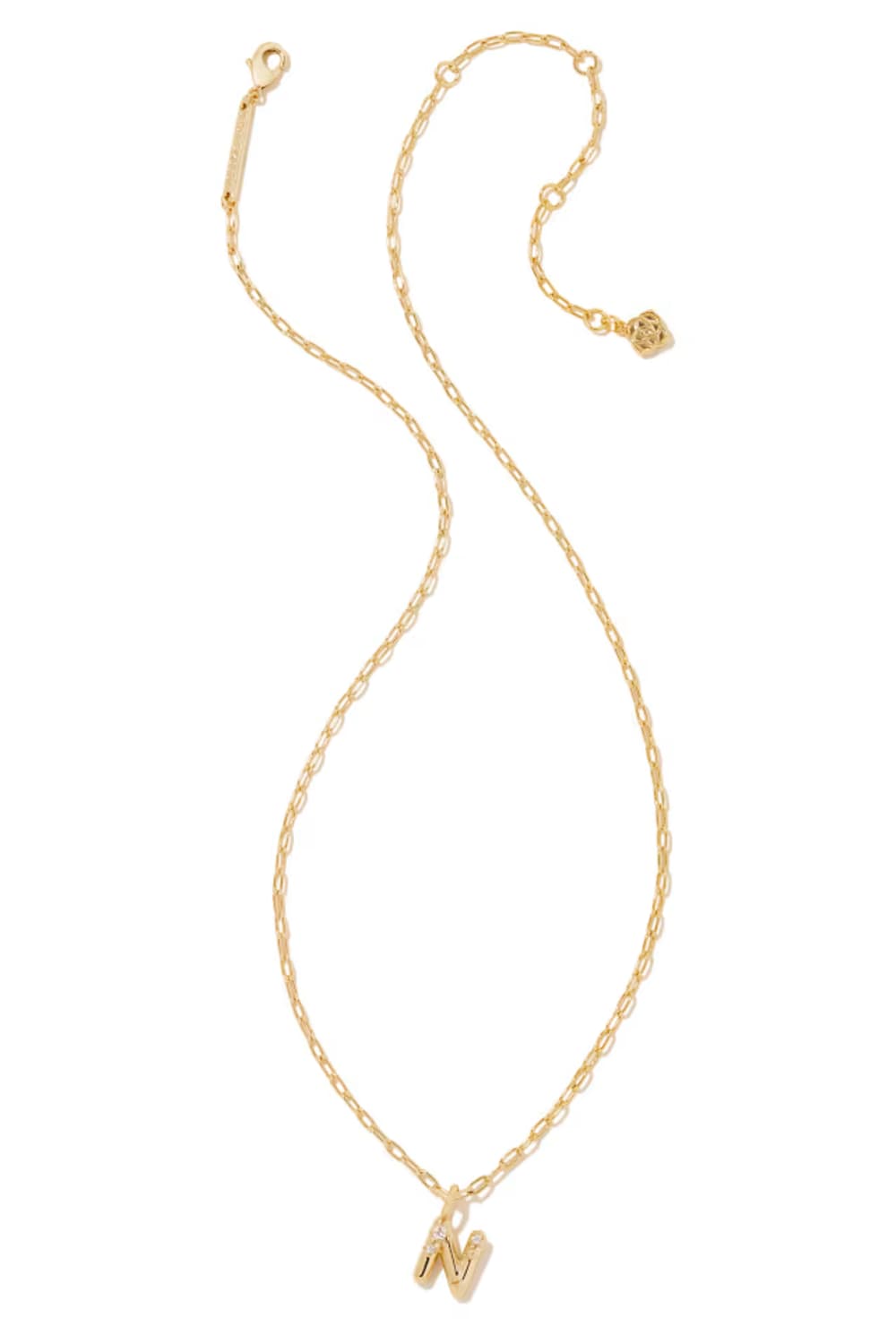 kendra scott gold initial necklace with a letter N pendant 