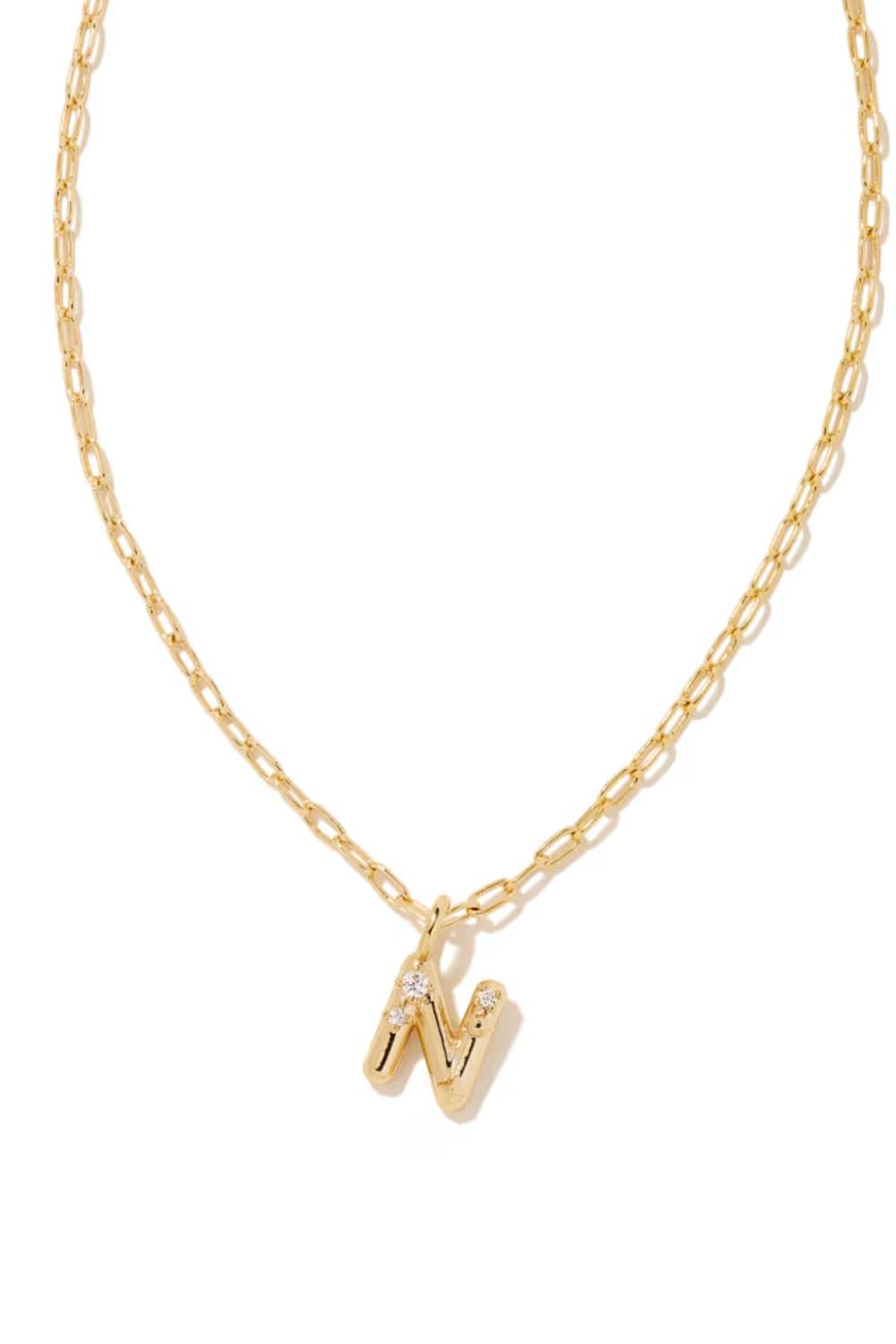 kendra scott gold initial necklace with a letter N pendant 