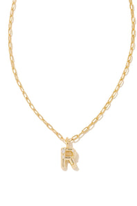 kendra scott gold initial necklace with a letter R pendant 
