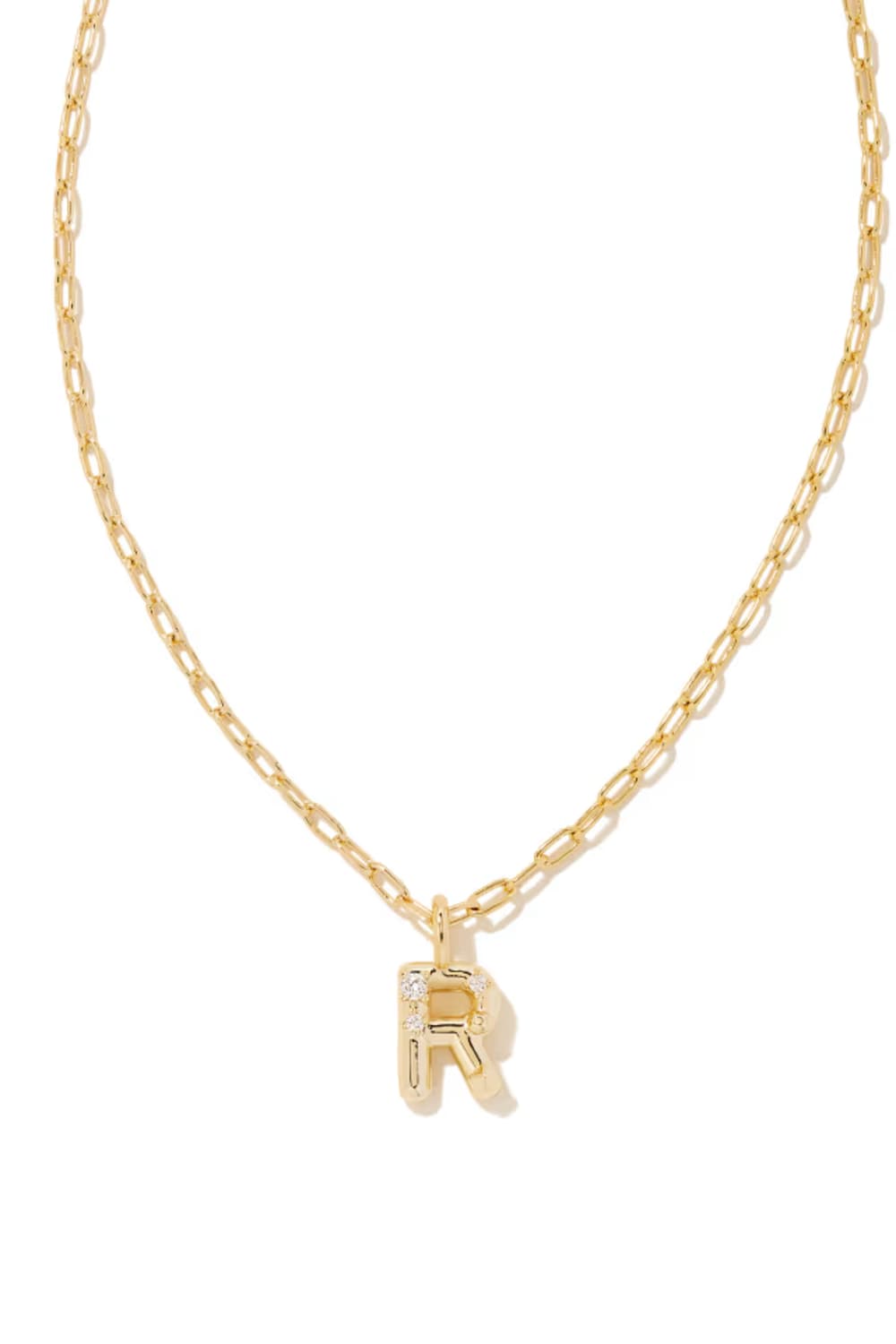 kendra scott gold initial necklace with a letter R pendant 