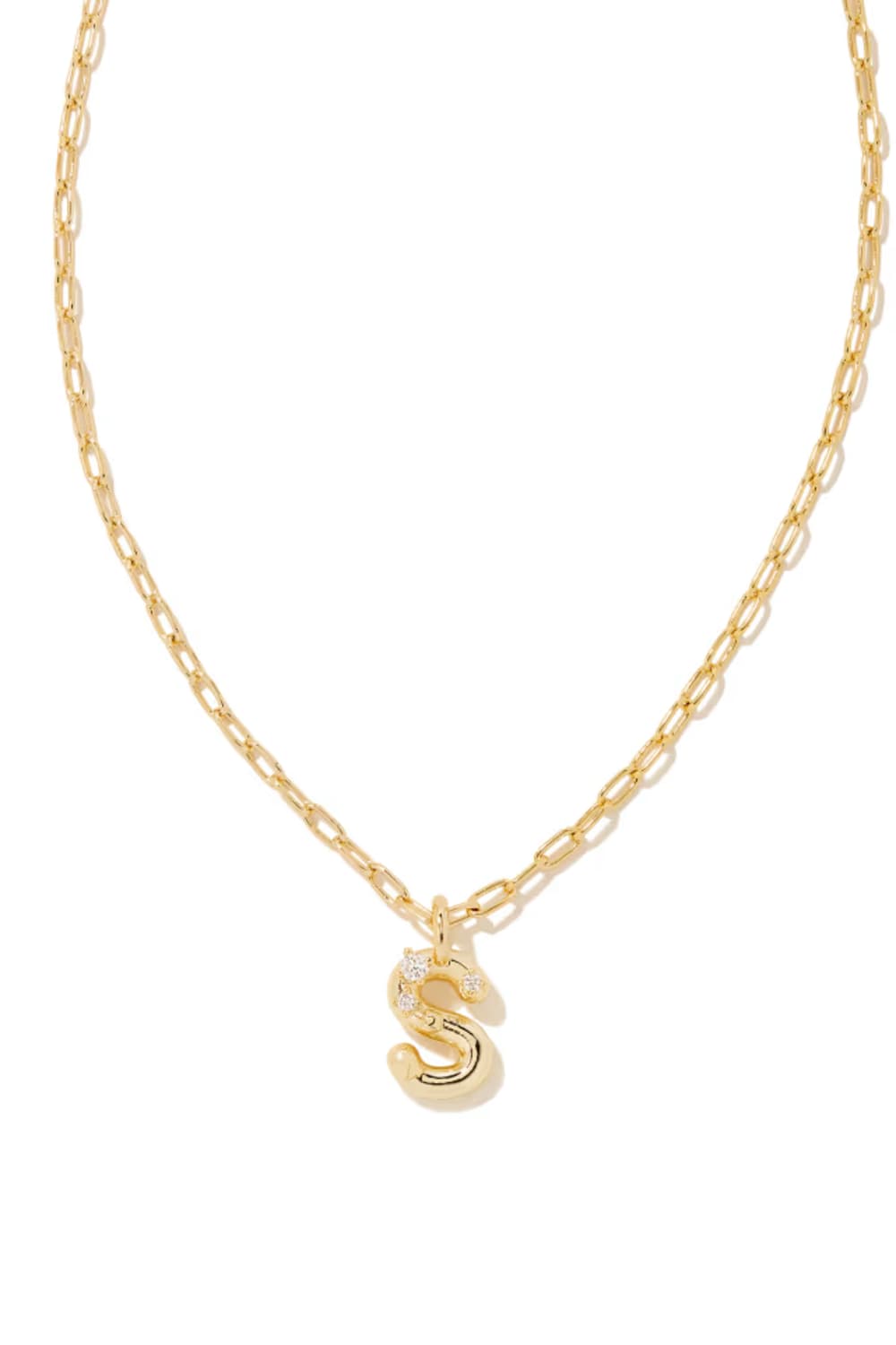 kendra scott gold initial necklace with a letter S  pendant 