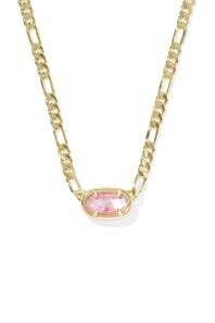 Kendra Scott Elisa Gold Figaro Short Pendant Necklace in Pink Iridescent