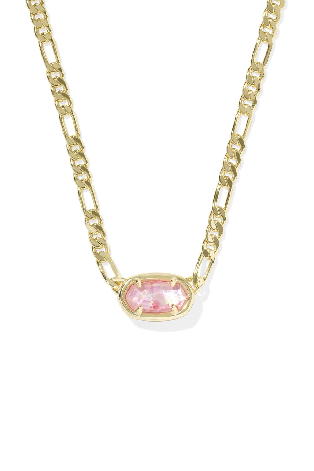 Kendra Scott Elisa Gold Figaro Short Pendant Necklace in Pink Iridescent