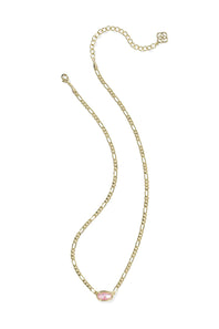 Kendra Scott Elisa Gold Figaro Short Pendant Necklace in Pink Iridescent