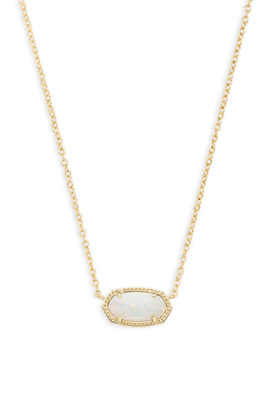 Kendra Scott Elisa Gold Pendant Necklace in White Kyocera Opal