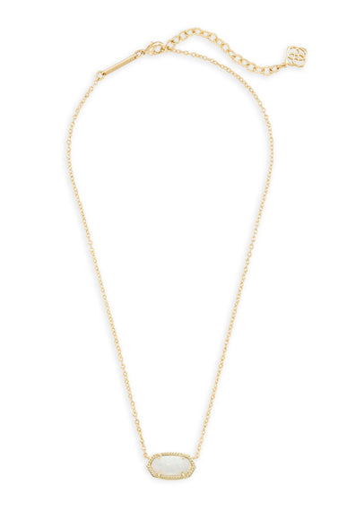 Kendra Scott Elisa Gold Pendant Necklace in White Kyocera Opal