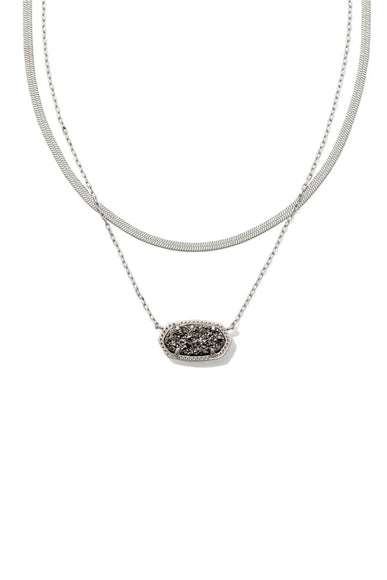 Kendra Scott Elisa Herringbone Multi Strand Necklace in Platinum Drusy