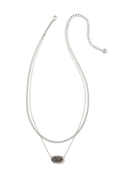 Kendra Scott Elisa Herringbone Multi Strand Necklace in Platinum Drusy