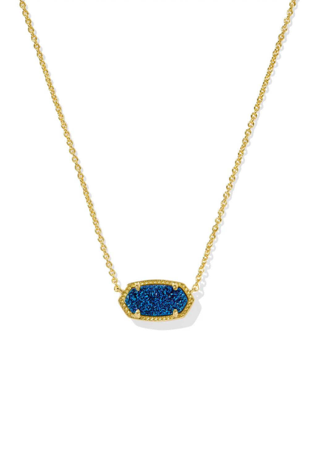 Kendra Scott Elisa Gold Short Pendant Necklace in Blue Drusy | 4217710 ...