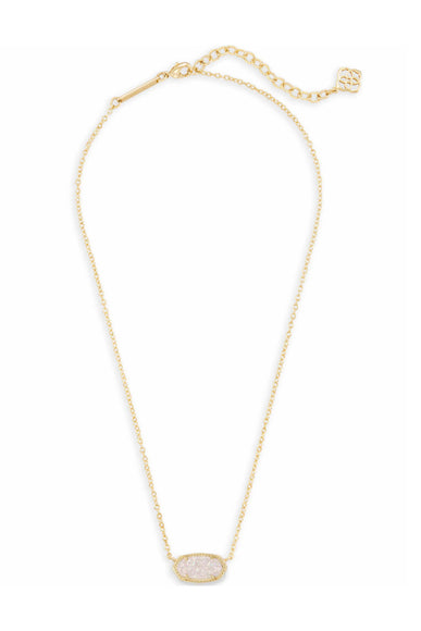Kendra Scott Elisa Gold Short Pendant Necklace in Iridescent Drusy