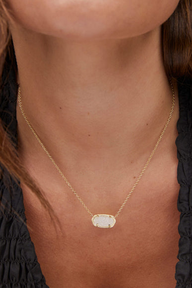 Kendra Scott Elisa Gold Short Pendant Necklace in Iridescent Drusy