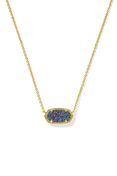 Kendra Scott Elisa Gold Short Pendant Necklace in Multi Drusy
