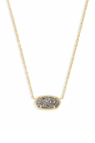 Kendra Scott Elisa Gold Short Pendant Necklace in Platinum Drusy