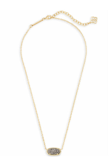 Kendra Scott Elisa Gold Short Pendant Necklace in Platinum Drusy