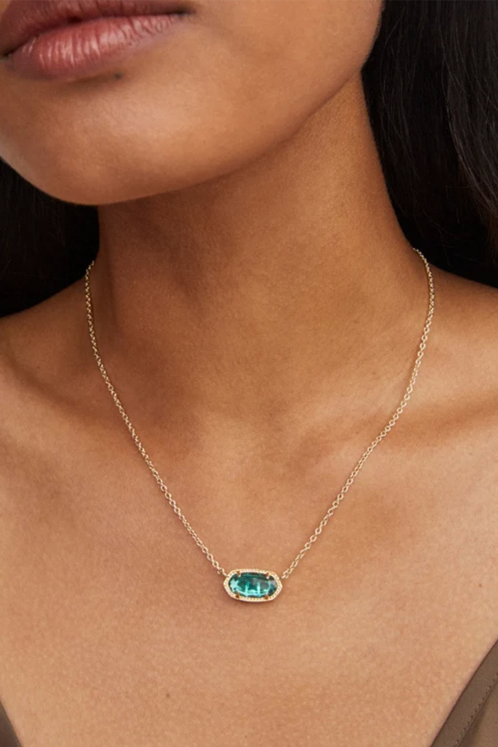 Kendra Scott Elisa Gold Glass Pendant Necklace in London Blue