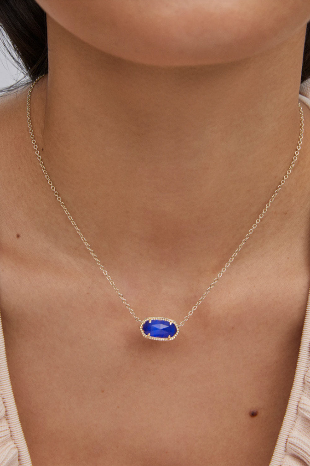 Kendra Scott Elisa Gold Pendant Necklace in Cobalt Cat’s Eye 