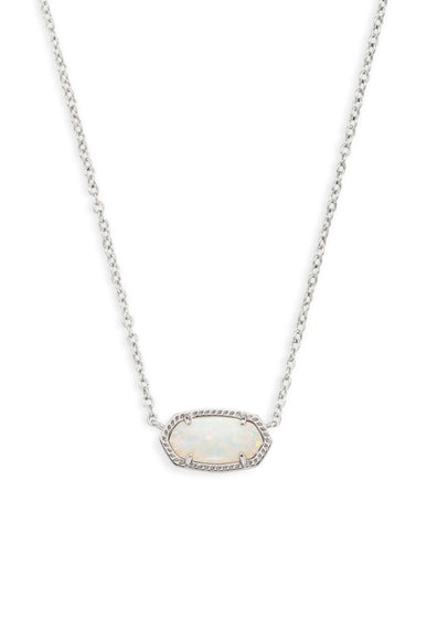 Kendra Scott Elisa Silver Pendant Necklace in White Kyocera Opal 