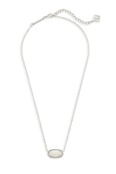 Kendra Scott Elisa Silver Pendant Necklace in White Kyocera Opal 
