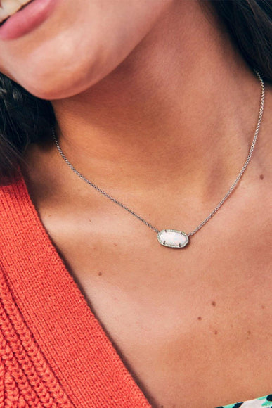 Kendra Scott Elisa Silver Pendant Necklace in White Kyocera Opal 