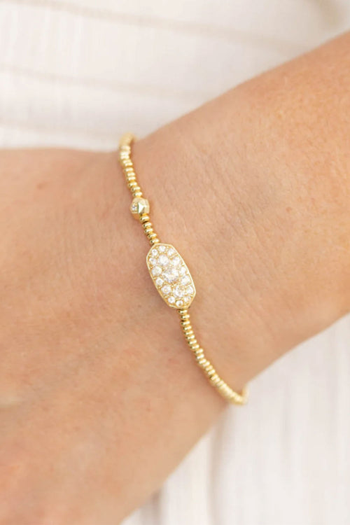 Kendra Scott Grayson Gold Stretch Bracelet in White Crystal 