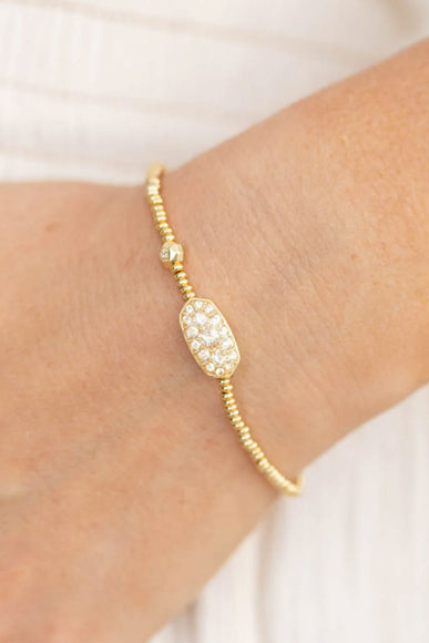 Kendra Scott Grayson Gold Stretch Bracelet in White Crystal 
