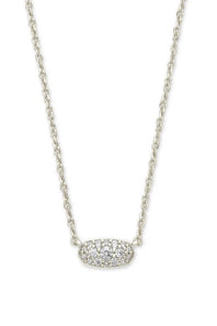 Kendra Scott Grayson Silver Crystal Pendant Necklace in White Crystal