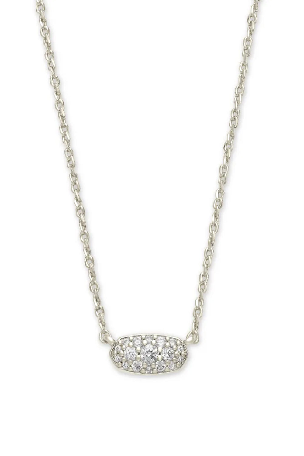 Kendra Scott Grayson Silver Crystal Pendant Necklace in White Crystal
