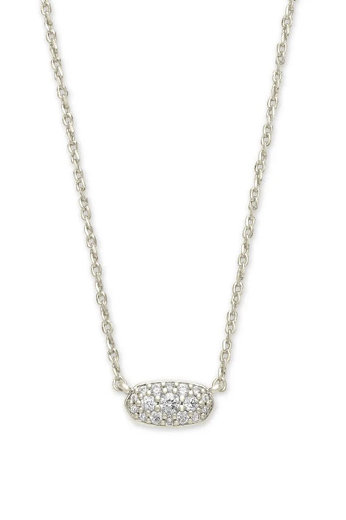 Kendra Scott Grayson Silver Crystal Pendant Necklace in White Crystal