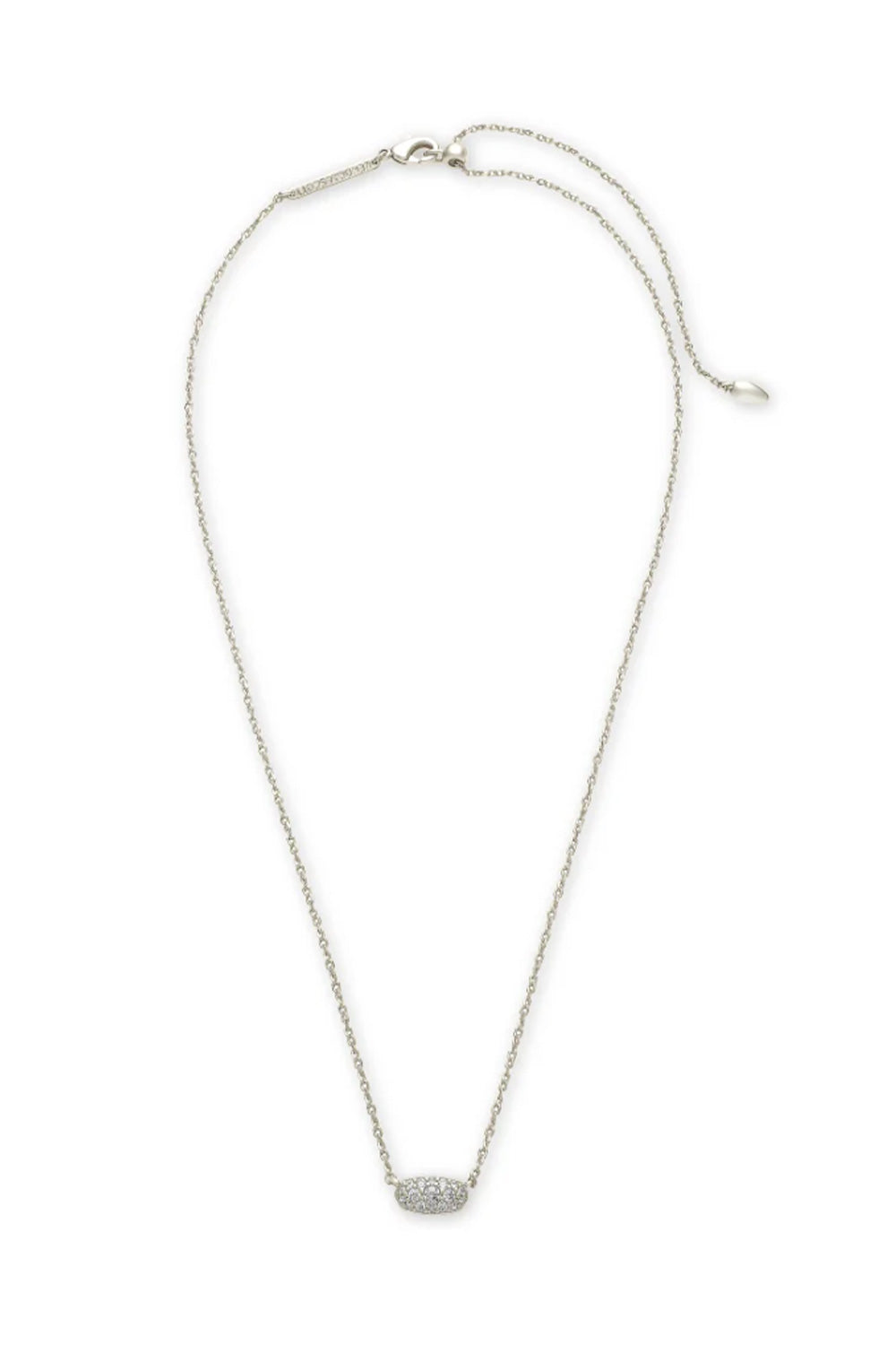 Kendra Scott Grayson Silver Crystal Pendant Necklace in White Crystal