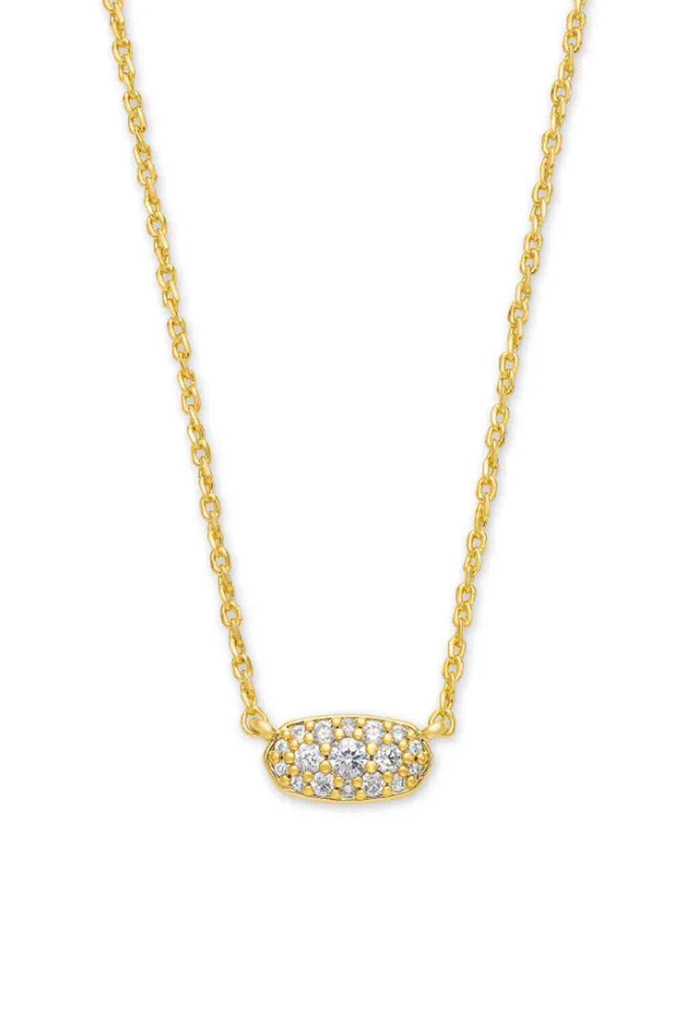 Kendra Scott Grayson Gold Crystal Pendant Necklace in White Crystal 