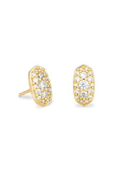 Grayson Gold Stud Earrings in White CZ