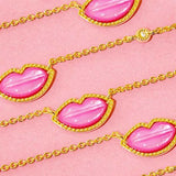 Kendra Scott Lips Pendant Necklace in Gold Hot Pink