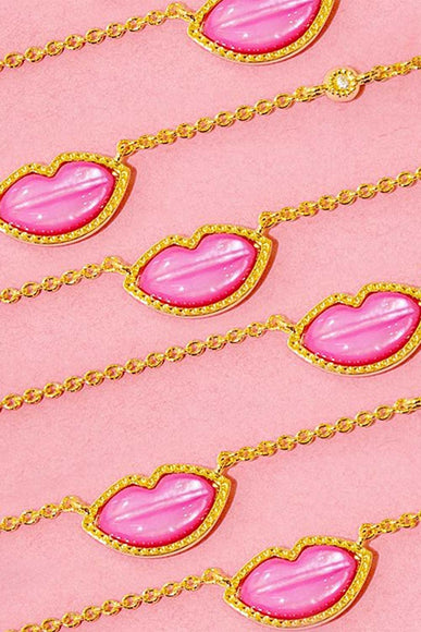 Kendra Scott Lips Pendant Necklace in Gold Hot Pink
