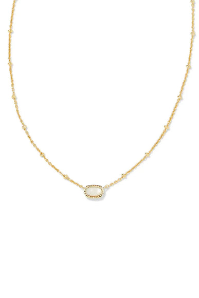 Kendra Scott Mini Elisa Gold Satellite Short Pendant Necklace in Ivory Mother-of-Pearl