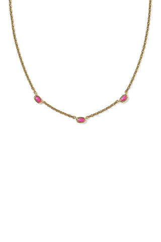 Kendra Scott Mini Elisa Three Stone Short Necklace for Women in Pink