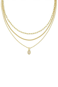 Kendra Scott Mini Elisa Gold Triple Strand Necklace in Iridescent Drusy