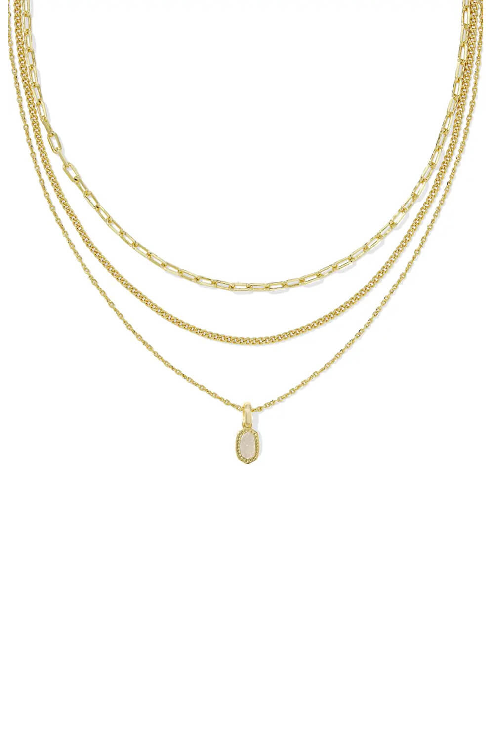 Kendra Scott Mini Elisa Gold Triple Strand Necklace in Iridescent Drusy