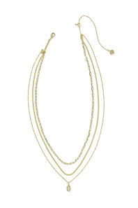 Kendra Scott Mini Elisa Gold Triple Strand Necklace in Iridescent Drusy
